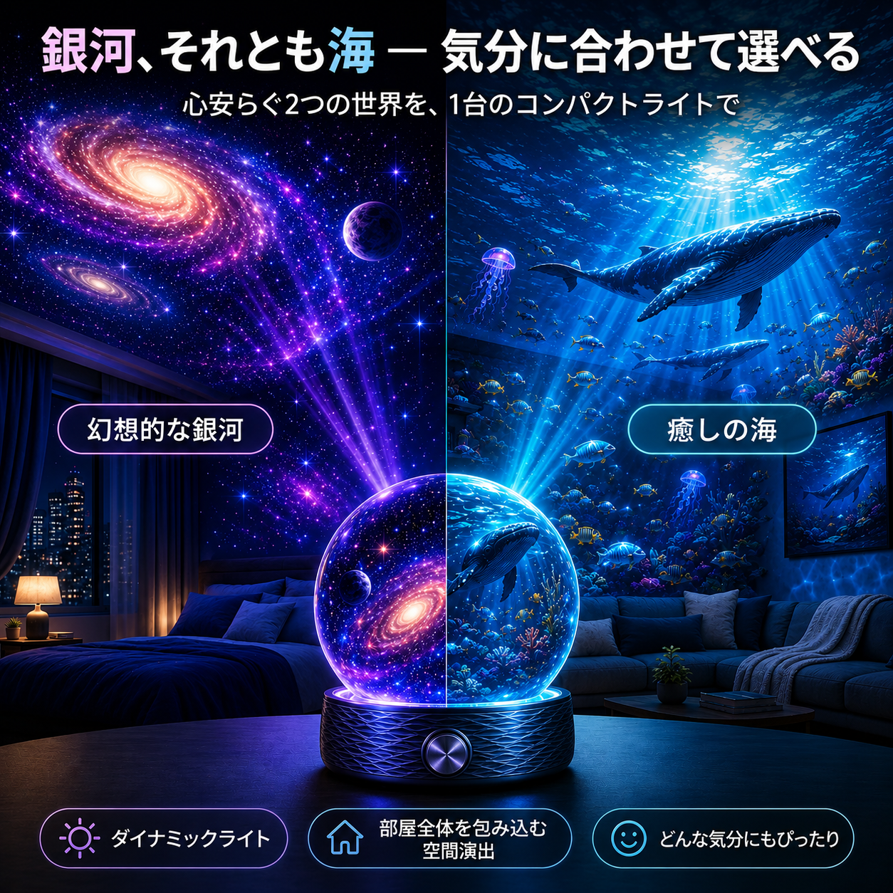 BVJ® 2026 PRO MAX 5Dスマート・ワールド・プロジェクター 🌎 Bluetooth操作と効果音で、100種類以上の没入型世界を創り出そう