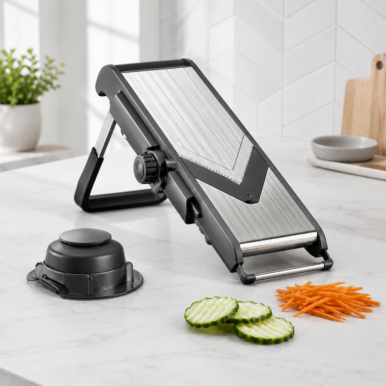 Adjustable Mandoline Slicer with Hand Guard for Kitchen Prep