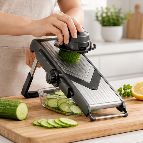 Adjustable Mandoline Slicer with Hand Guard for Kitchen Prep