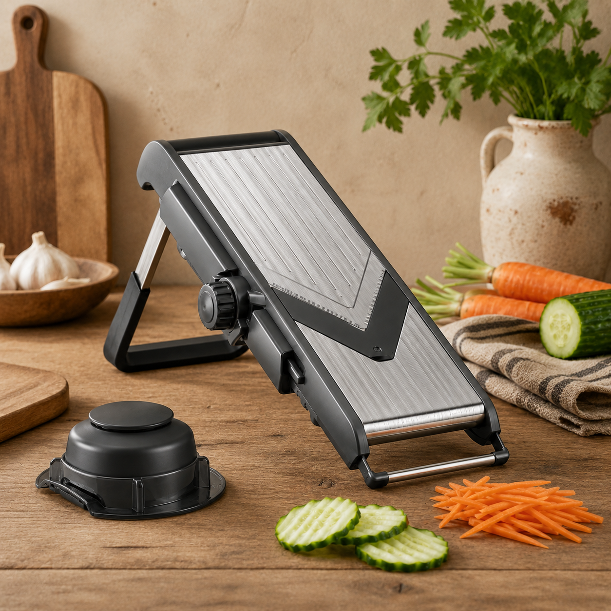 Adjustable Mandoline Slicer with Hand Guard for Kitchen Prep