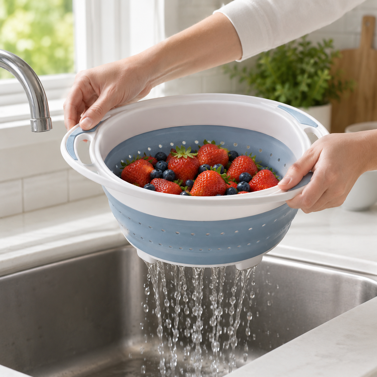 Collapsible Colander Strainer Basket for Fruits, Vegetables, Pasta & Kitchen Prep