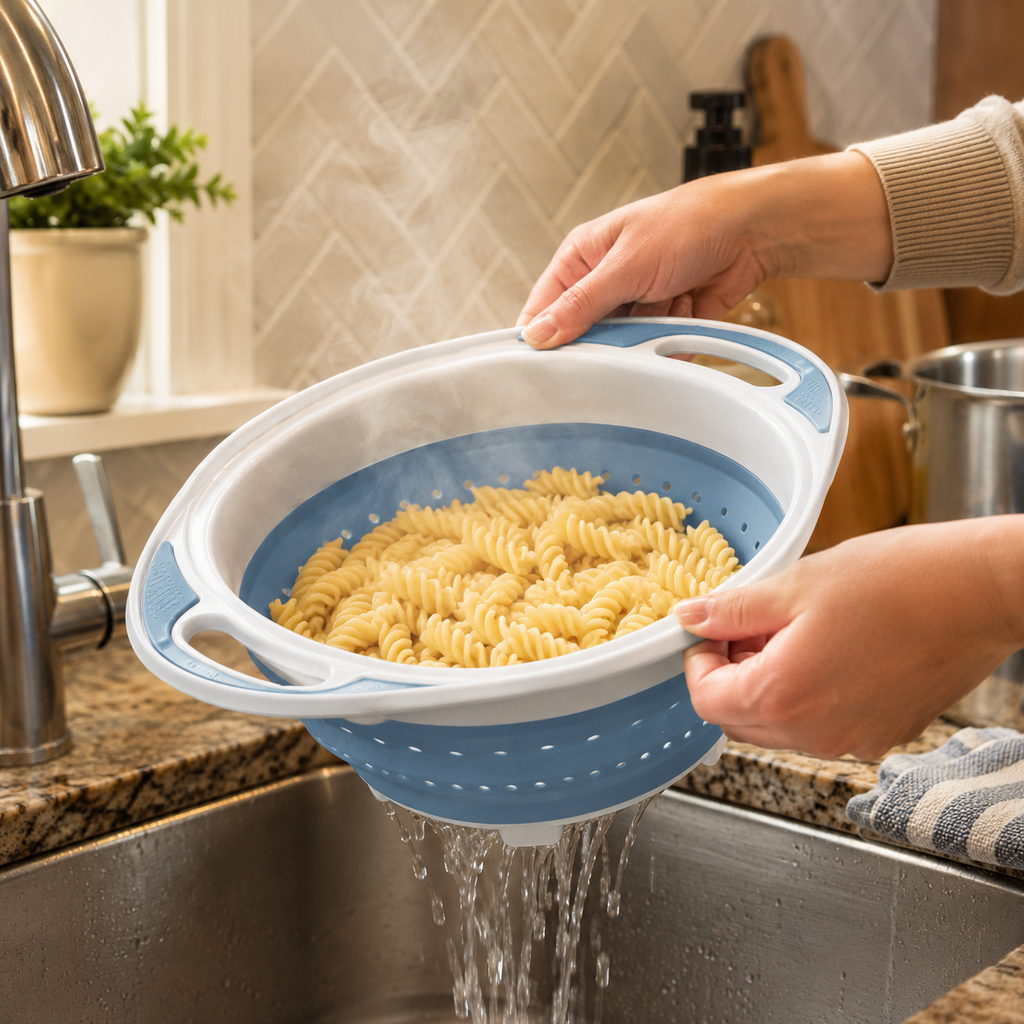 Collapsible Colander Strainer Basket for Fruits, Vegetables, Pasta & Kitchen Prep