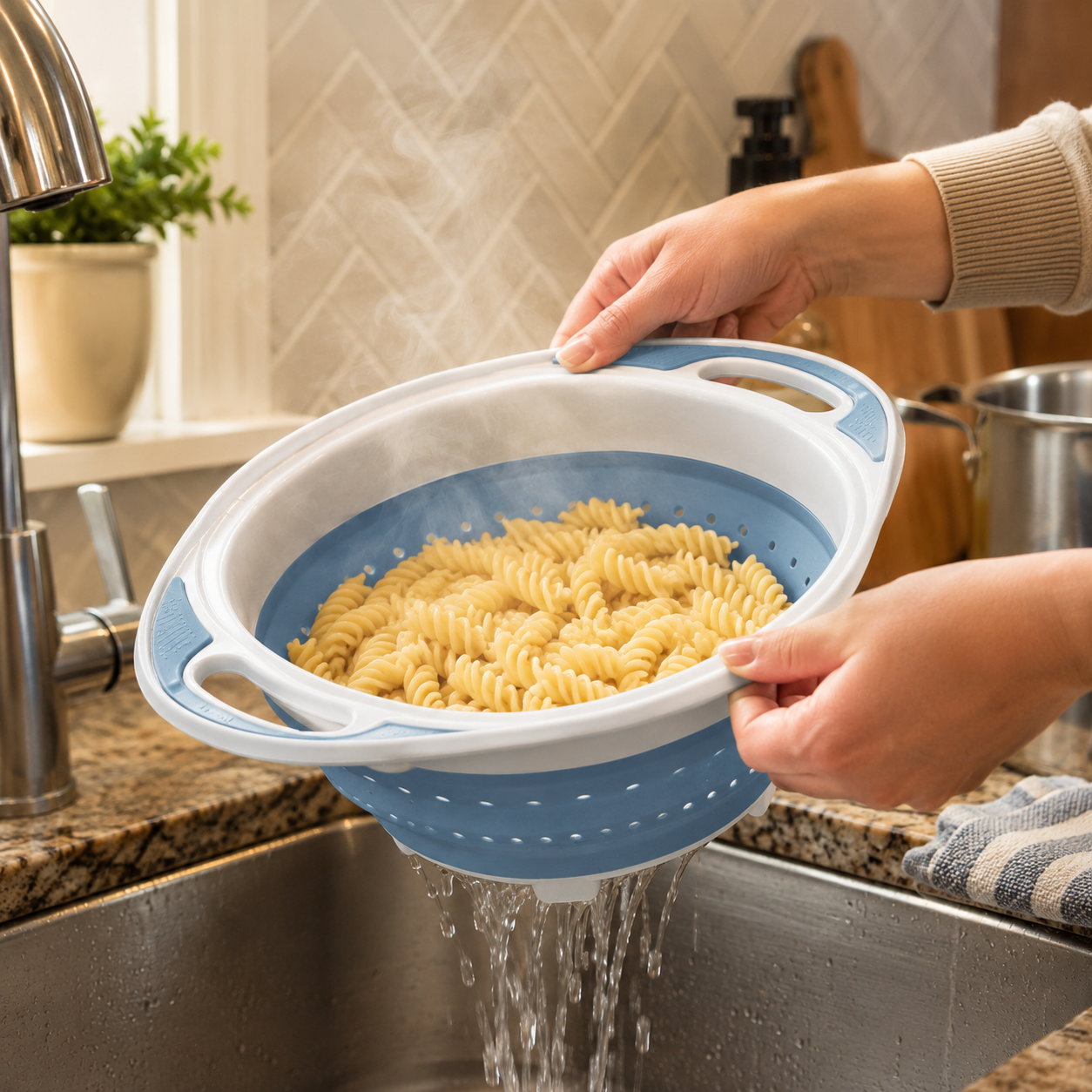 Collapsible Colander Strainer Basket for Fruits, Vegetables, Pasta & Kitchen Prep